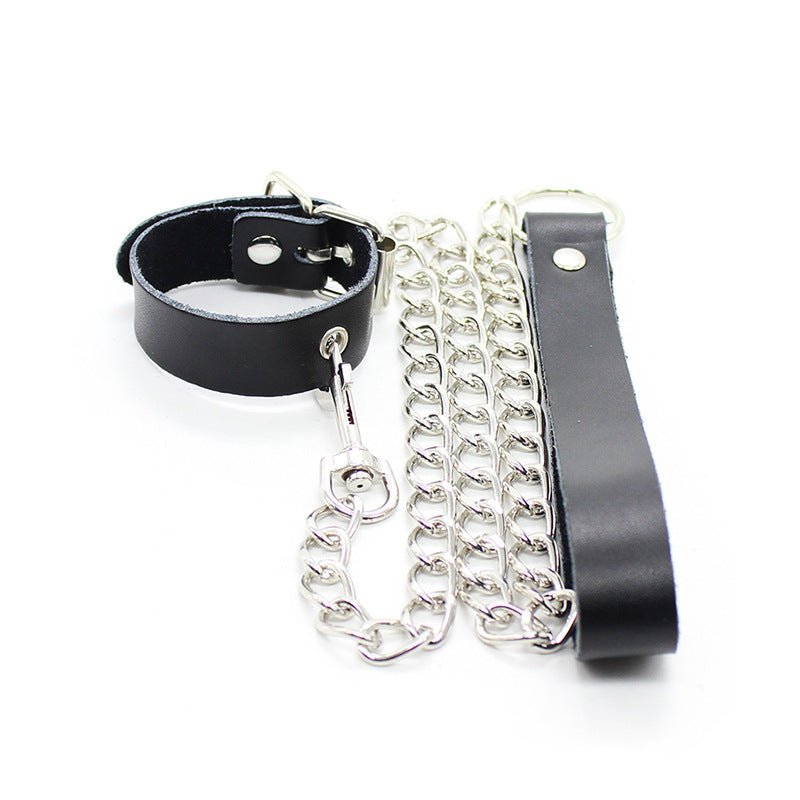 Buckling Cock Ring And Chain Leash Set - Lovetoys wholesales shop