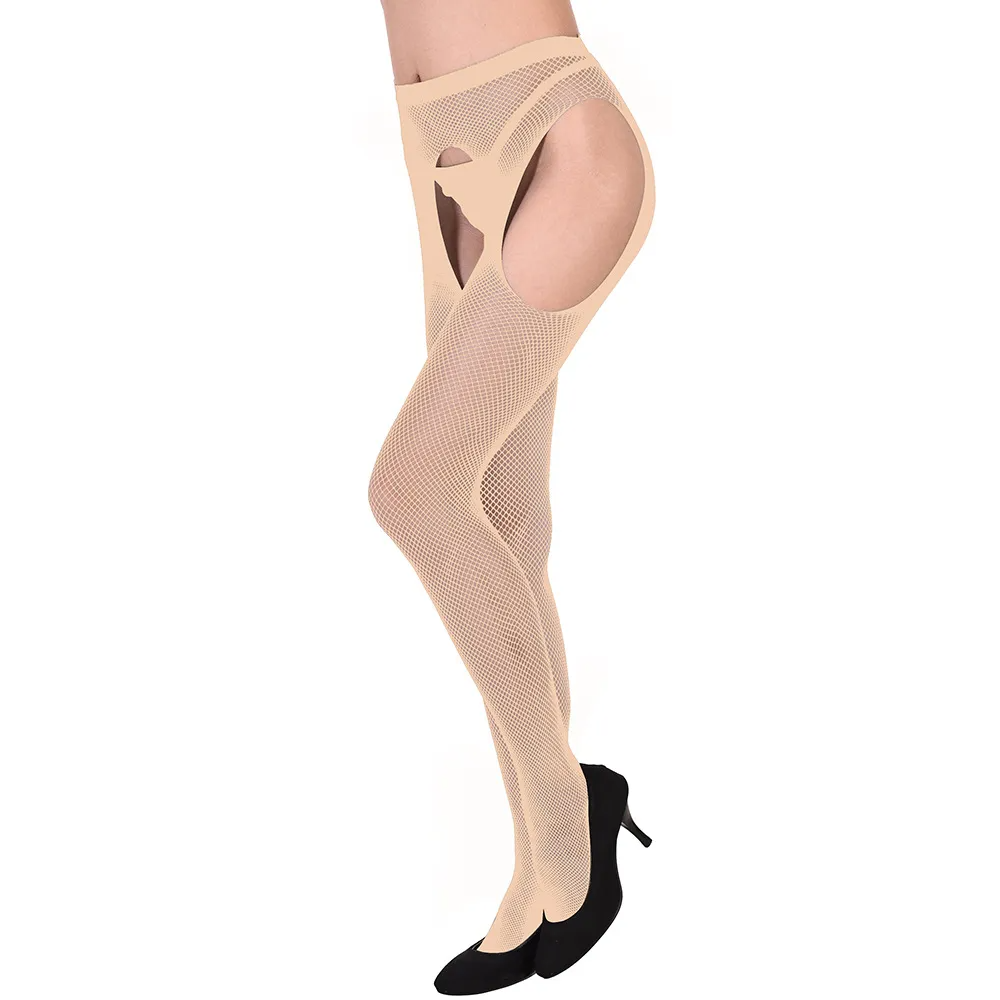 Female Fashion Open File Sexy Hollow Net Tights One-Piece Stockings