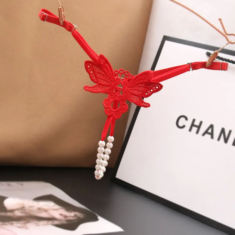 Women Fashion Sexy Hollow Embroidery Sexy Pearl Underwear