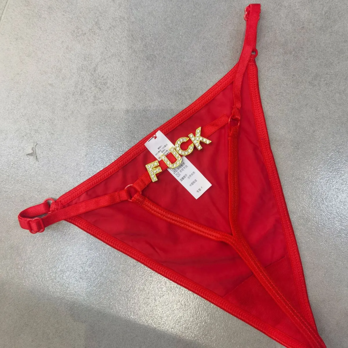 Women Sexy Rhinestone Letter Thong