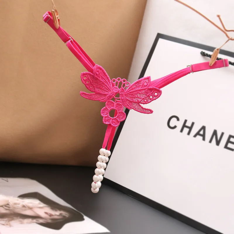 Women Fashion Sexy Hollow Embroidery Sexy Pearl Underwear