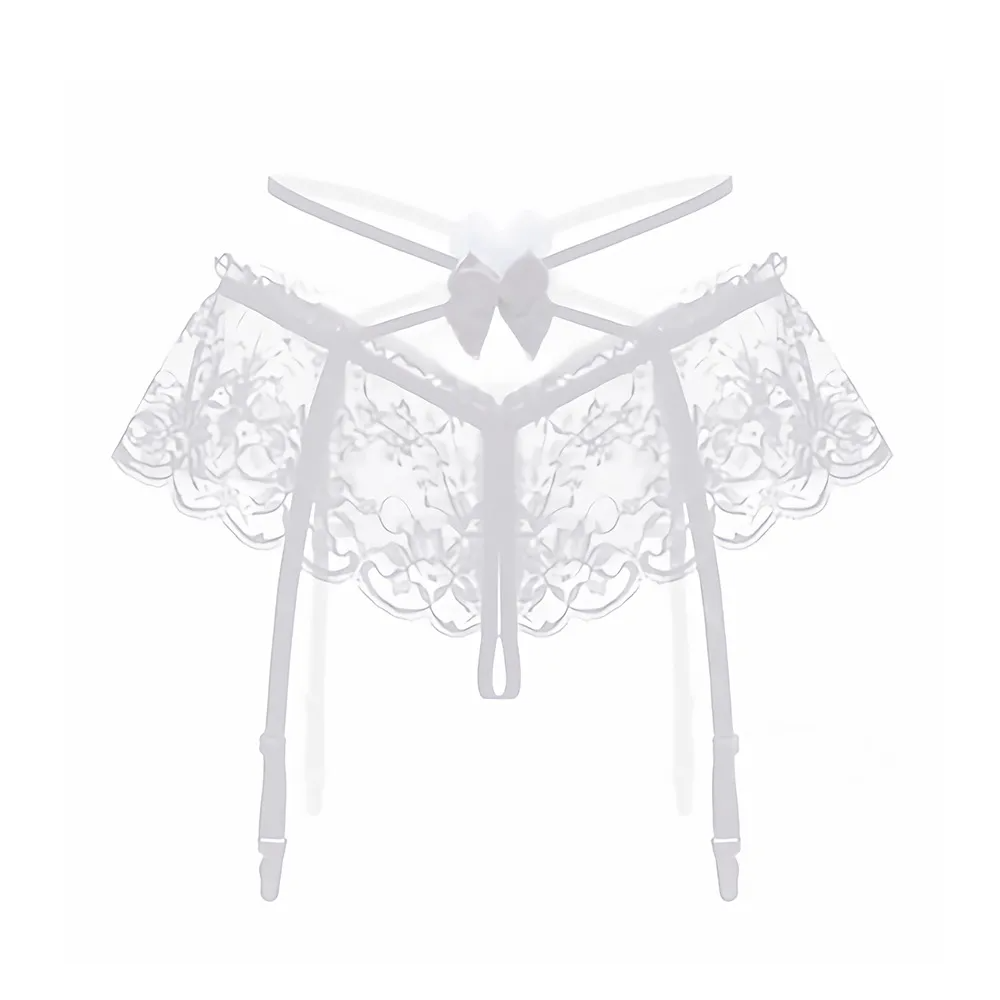 Women Sexy Solid Color Lace Bow Thong