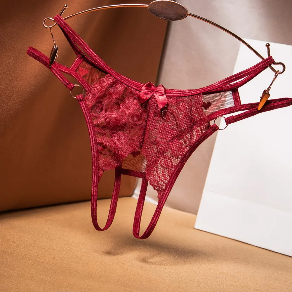 Women Sexy Lace Bow Thongs