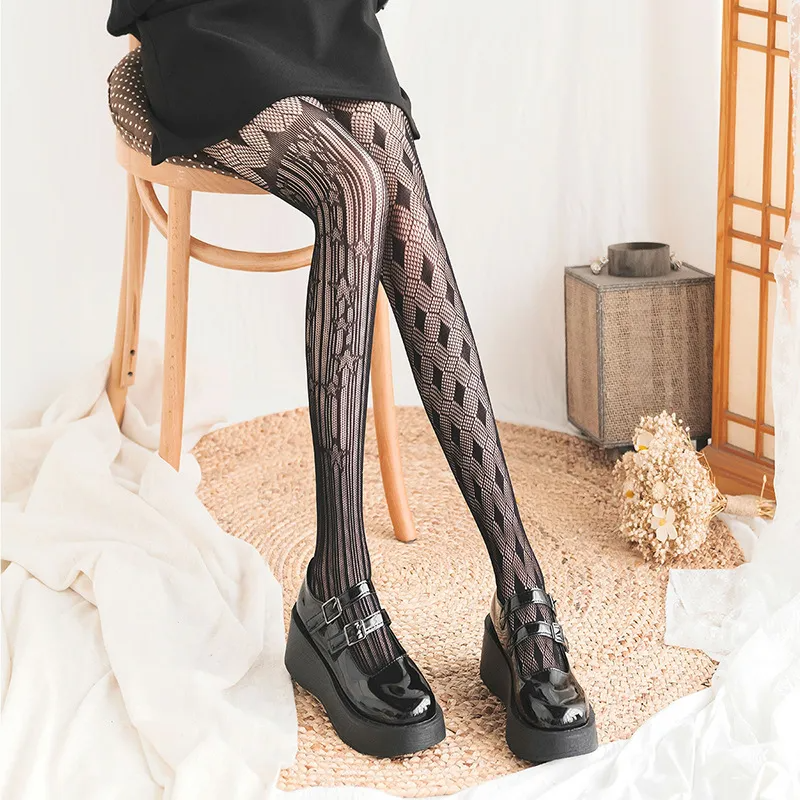 Sexy Rose Cross Stripe Hollow Pantyhose