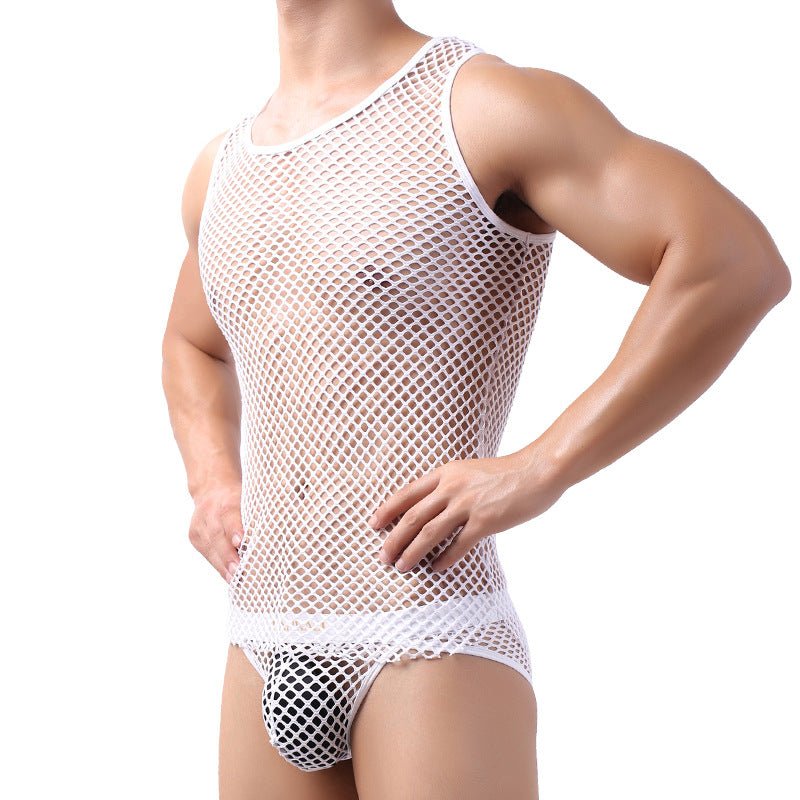 Cool Men Big Fishnet Sexy Night Vest - Lovetoys wholesales shop