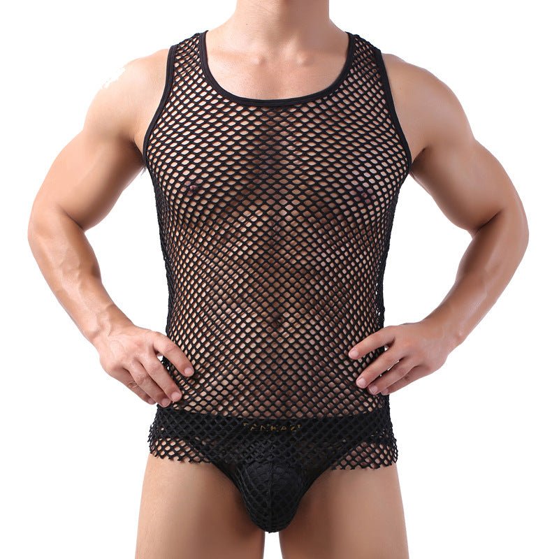 Cool Men Big Fishnet Sexy Night Vest - Lovetoys wholesales shop