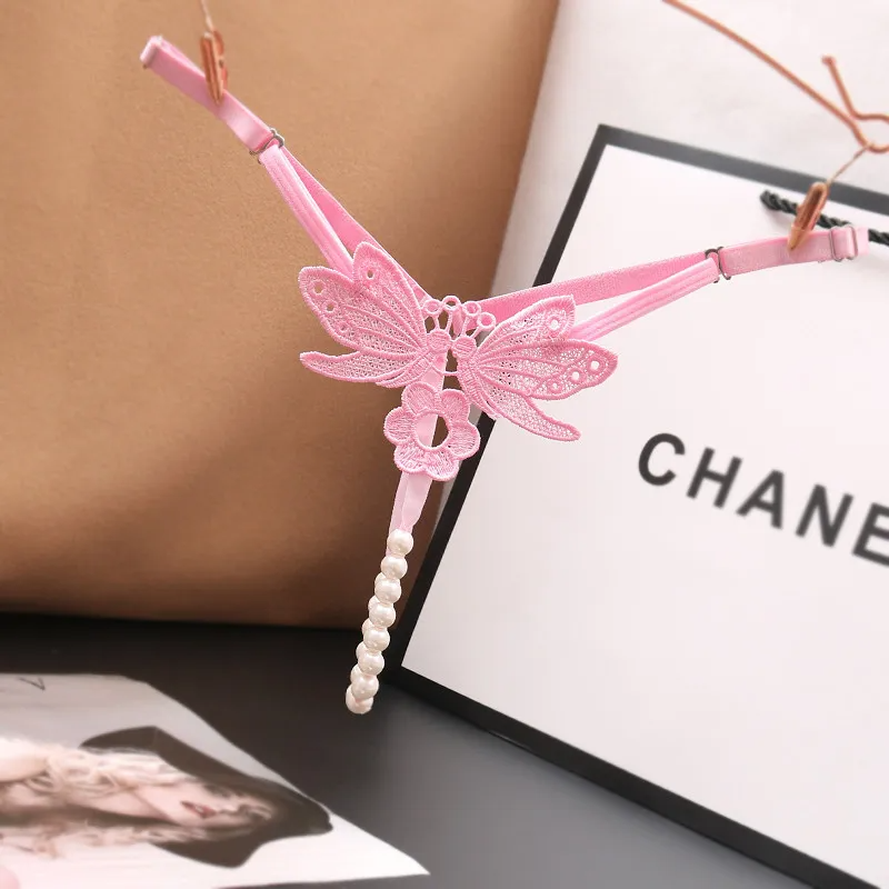 Women Fashion Sexy Hollow Embroidery Sexy Pearl Underwear