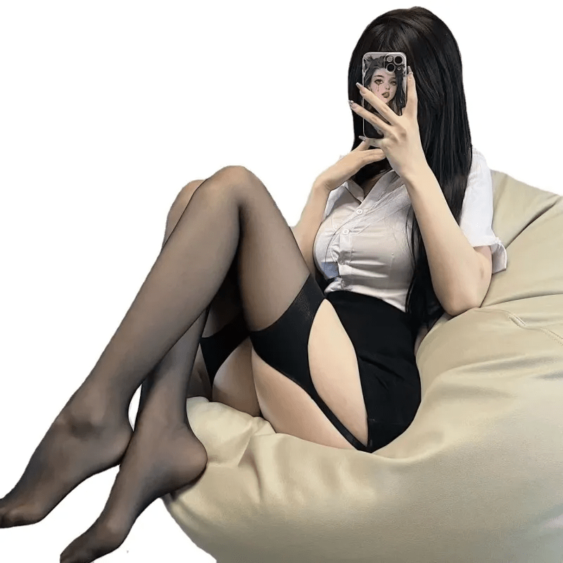 Erotic Outfit Suspender One Solid Color Thin Over - The - Knee Pantyhose - Lovetoys wholesales shop
