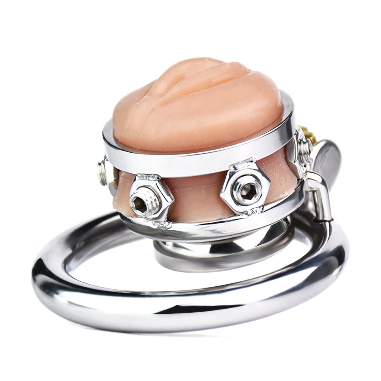 Fake Silicone Stainless Steel Chastity Cage - Lovetoys wholesales shop