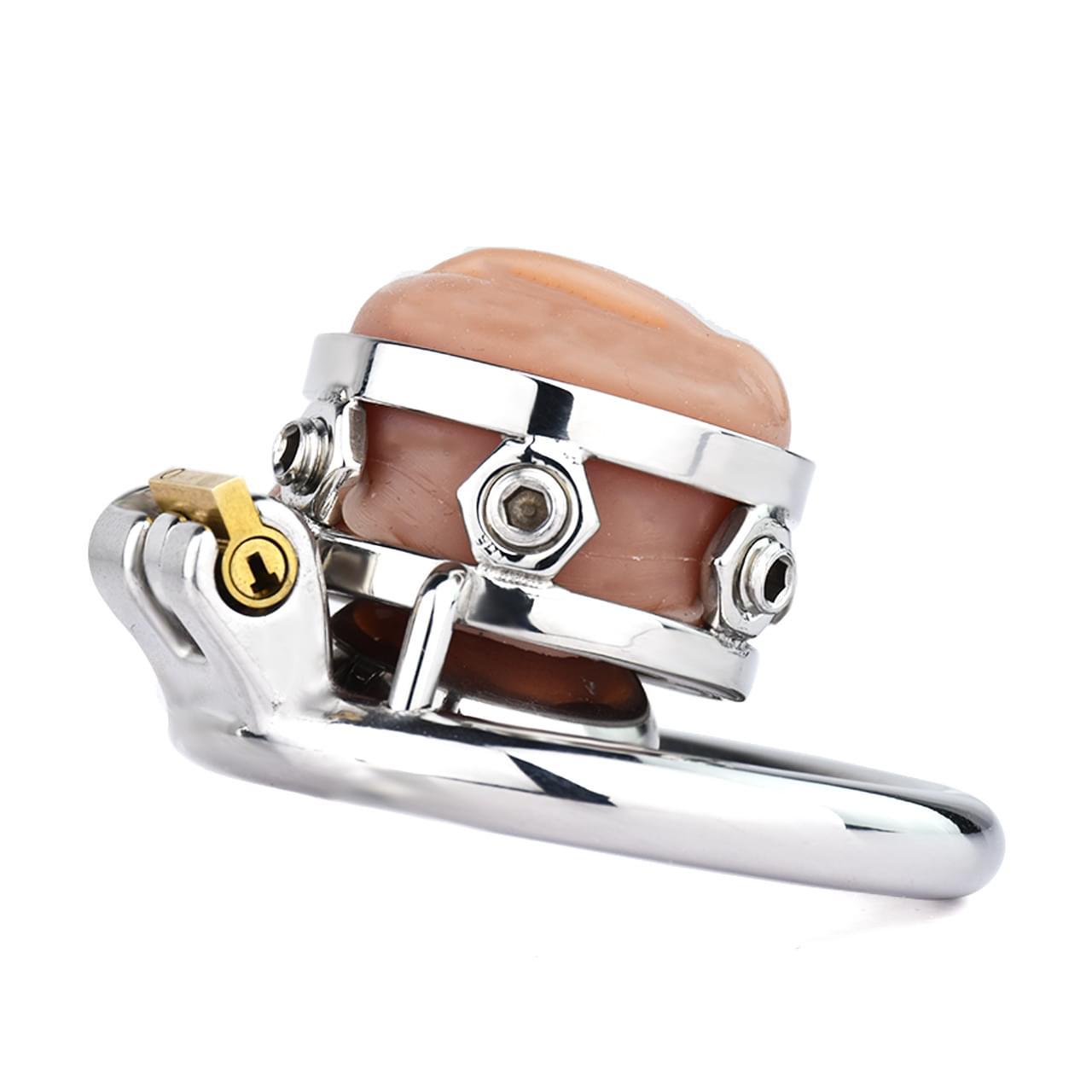 Fake Silicone Stainless Steel Chastity Cage - Lovetoys wholesales shop
