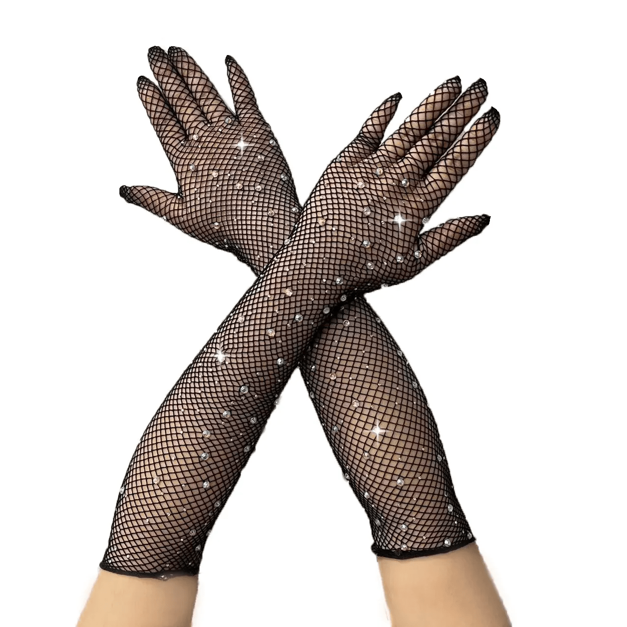 Fashion Hot Drilling Fishing Net Black Stretch Color Gloves - Lovetoys wholesales shop