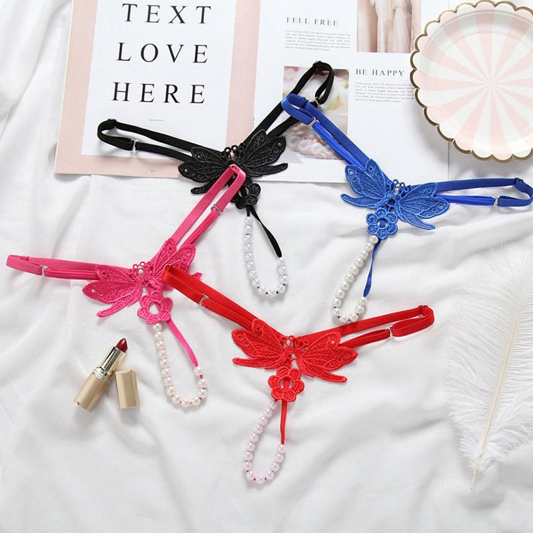 Fashion Sexy Hollow Embroidery Sexy Pearl Underwear - Lovetoys wholesales shop