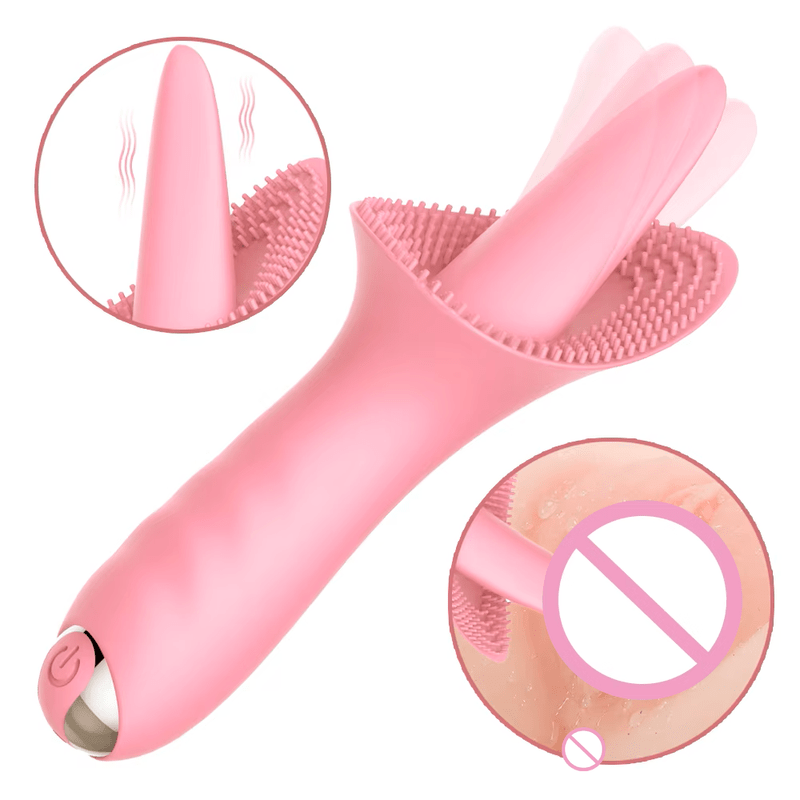 Female Masturbation 100% Waterproof Silicone Realistic Tongue Licking Vibrator - Lovetoys wholesales shop