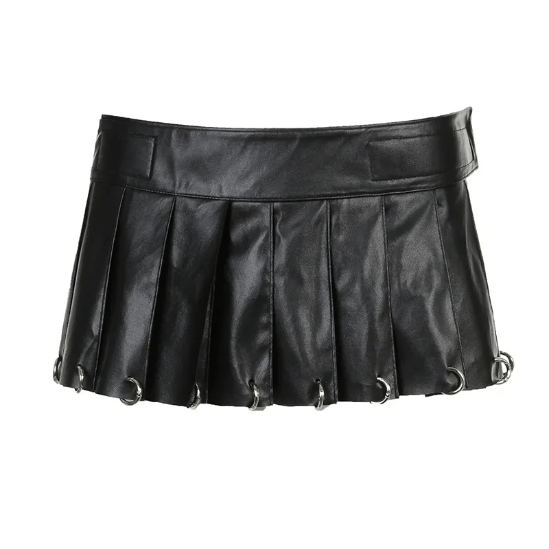 Free Size Women Gothic Fashion PU Punk Pleated Skirt - Lovetoys wholesales shop
