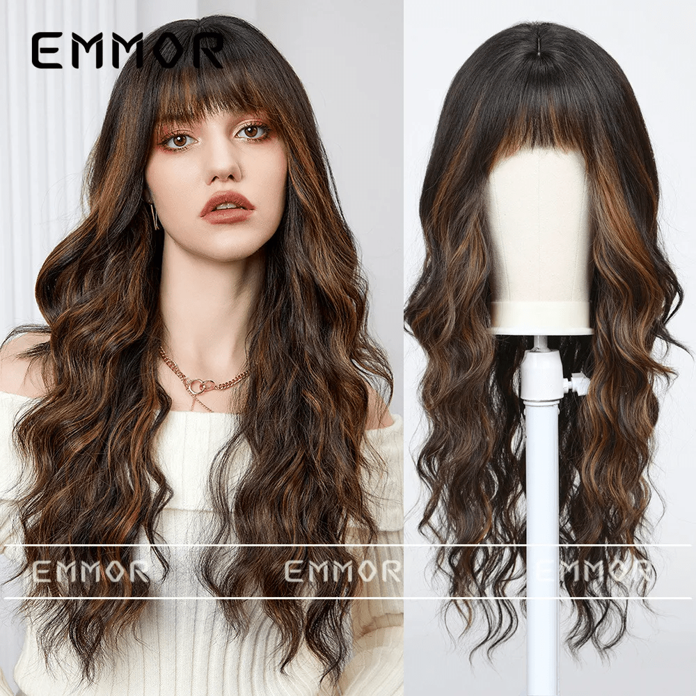 Gradient Platinum Women Long Curly Hair Bangs Wig - Lovetoys wholesales shop