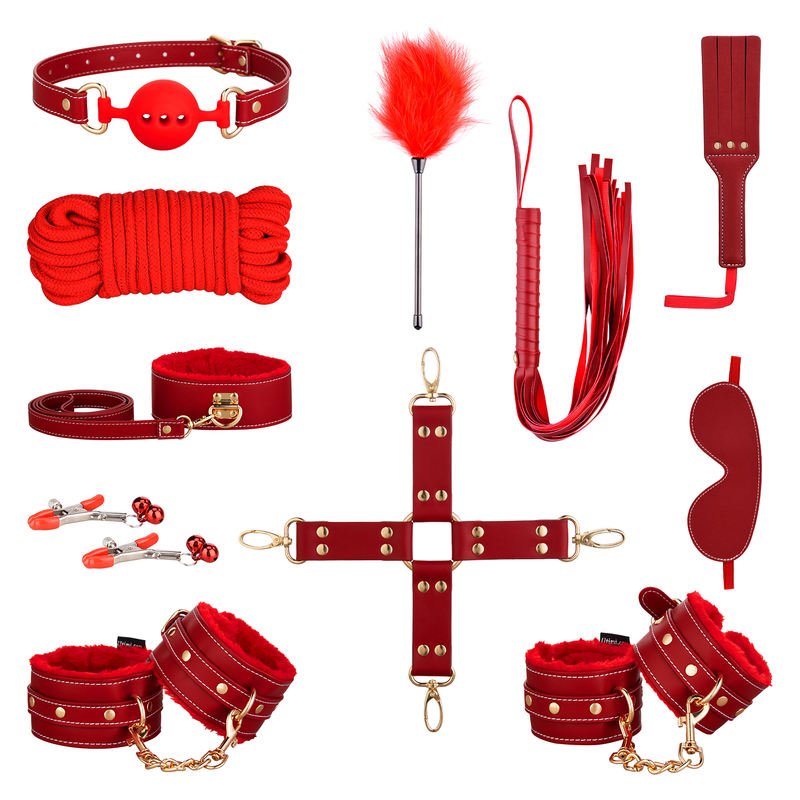 Handcuffs Collar Ankle Cuff Blindfold PU Feather Adult Games Sex Toys - Lovetoys wholesales shop