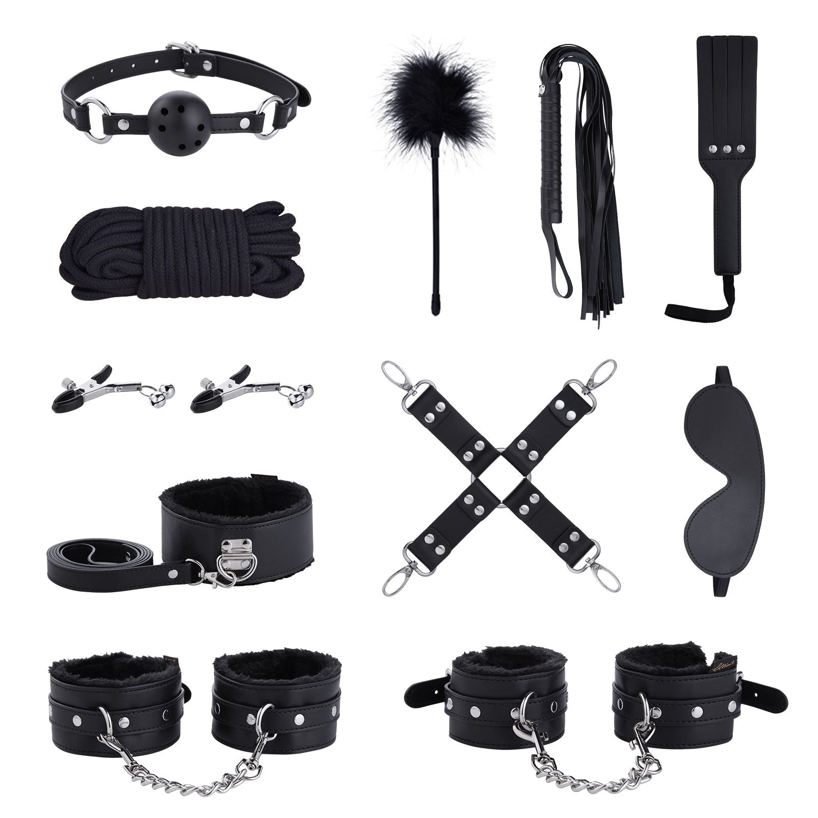 Handcuffs Collar Ankle Cuff Blindfold PU Feather Adult Games Sex Toys - Lovetoys wholesales shop