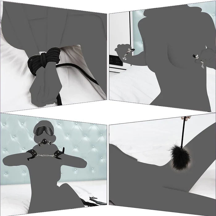 Handcuffs Collar Ankle Cuff Blindfold PU Feather Adult Games Sex Toys - Lovetoys wholesales shop