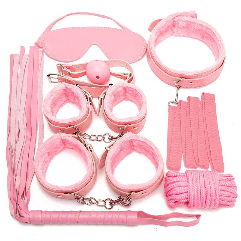 Handcuffs Collar Plush SM Bondage Kit - 7 Pcs - Lovetoys wholesales shop