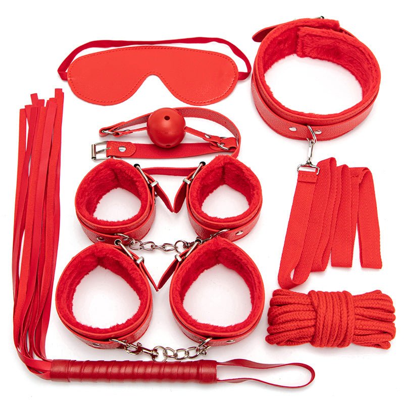 Handcuffs Collar Plush SM Bondage Kit - 7 Pcs - Lovetoys wholesales shop