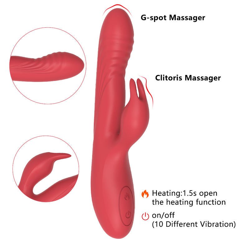 Heating Function 10 Different Vibration Dual Motor Rabbit Vibrator - Lovetoys wholesales shop