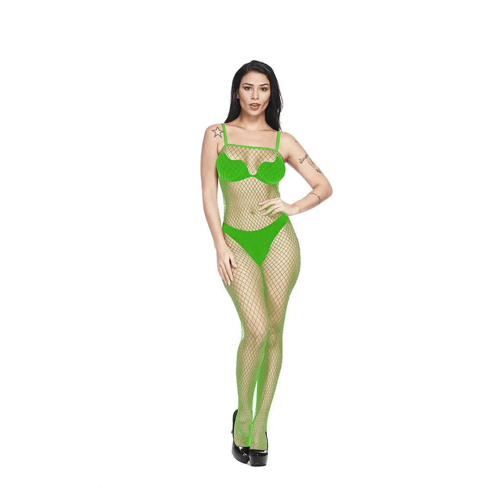 Hollow Perspective One Piece Stockings Long Sleeve Suspender Lingerie - Lovetoys wholesales shop