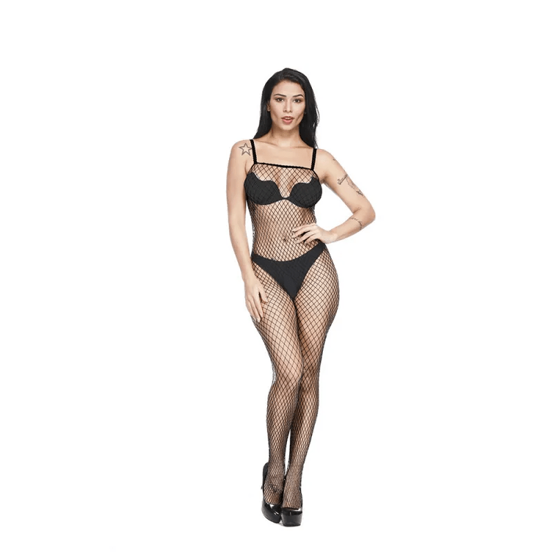 Hollow Perspective One Piece Stockings Long Sleeve Suspender Lingerie - Lovetoys wholesales shop