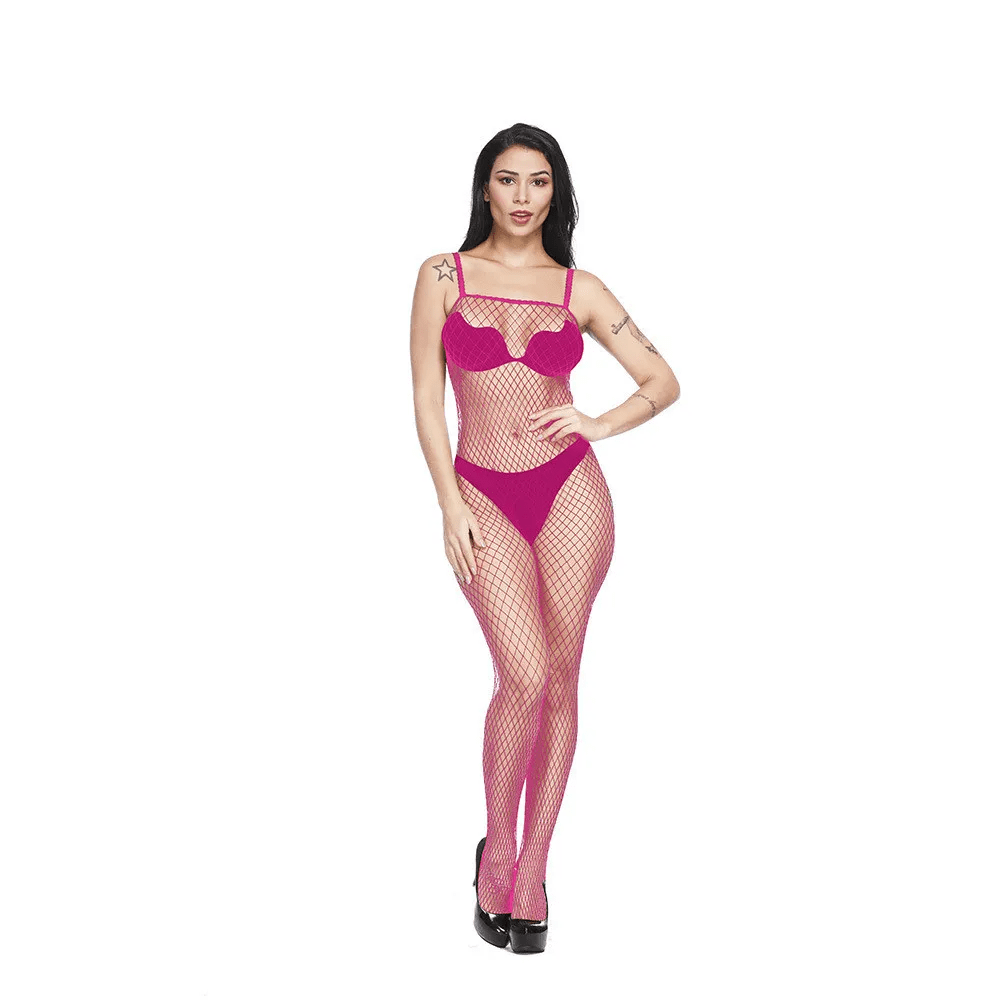 Hollow Perspective One Piece Stockings Long Sleeve Suspender Lingerie - Lovetoys wholesales shop