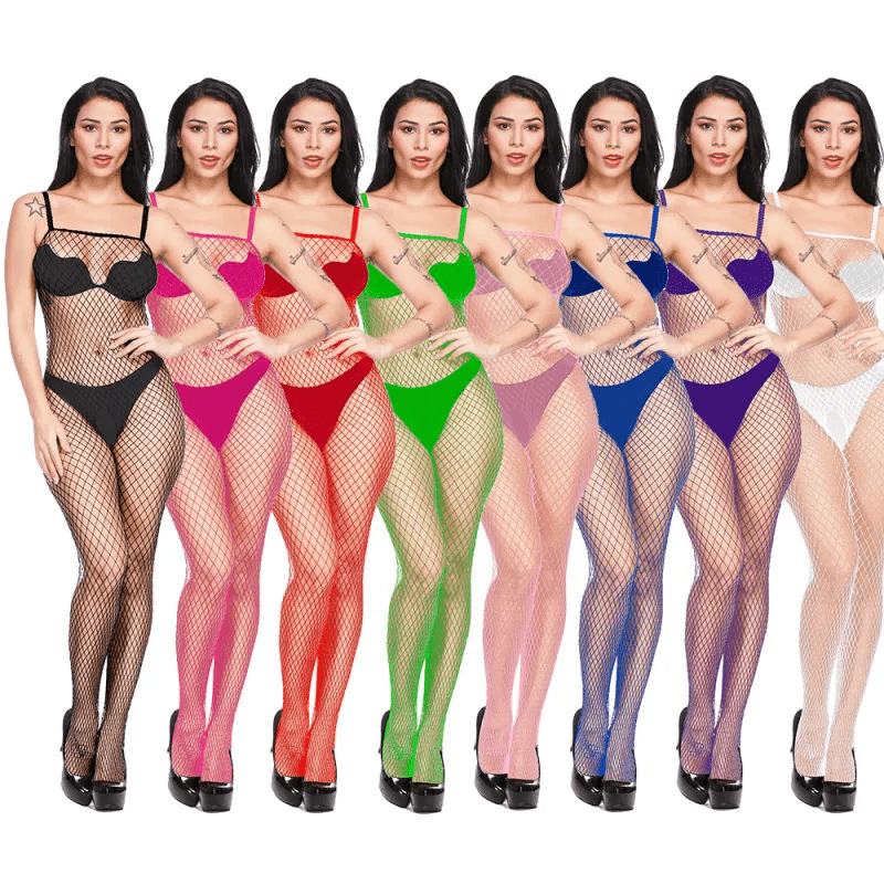 Hollow Perspective One Piece Stockings Long Sleeve Suspender Lingerie - Lovetoys wholesales shop