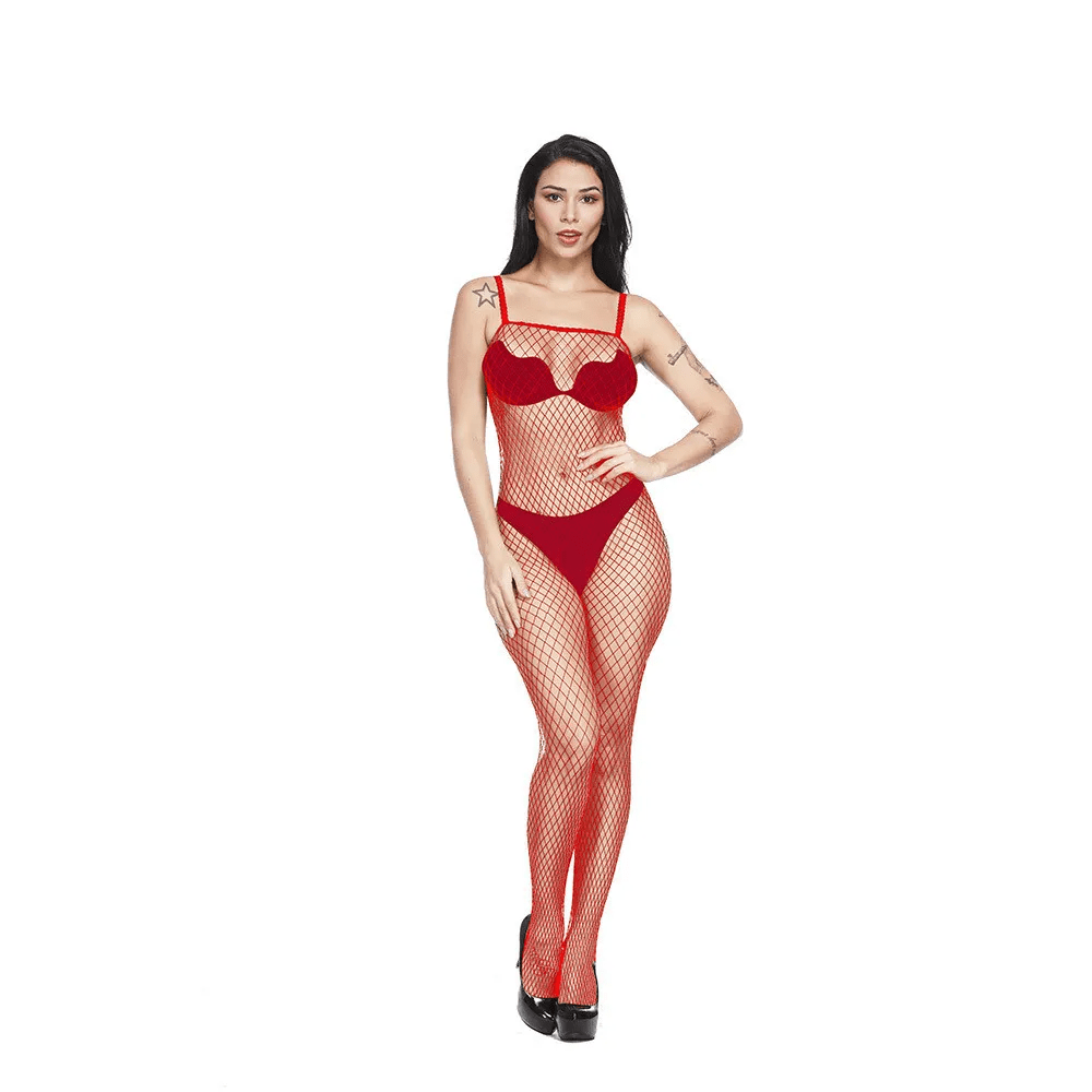 Hollow Perspective One Piece Stockings Long Sleeve Suspender Lingerie - Lovetoys wholesales shop