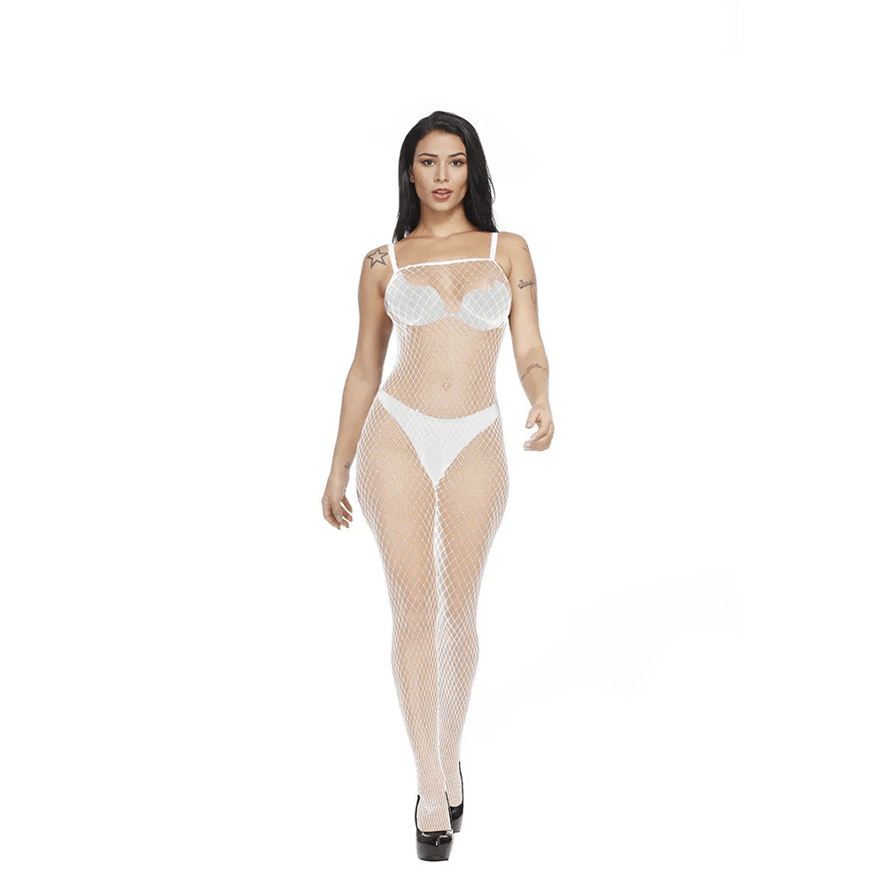 Hollow Perspective One Piece Stockings Long Sleeve Suspender Lingerie - Lovetoys wholesales shop