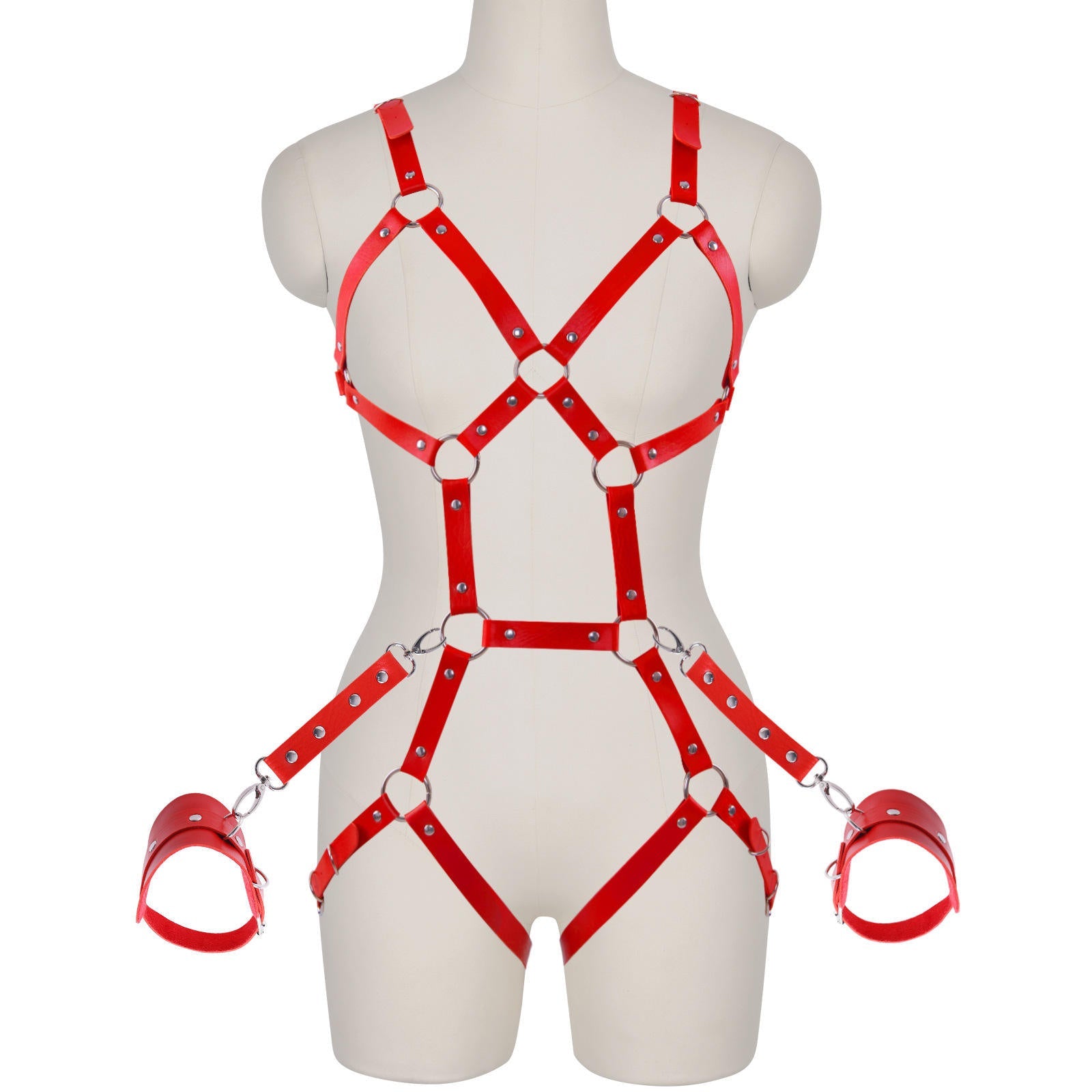 Leather Body Halter Neck Chain Black Cage Sexy Lingerie Women's Harness Sexy BDSM Bondage - Lovetoys wholesales shop