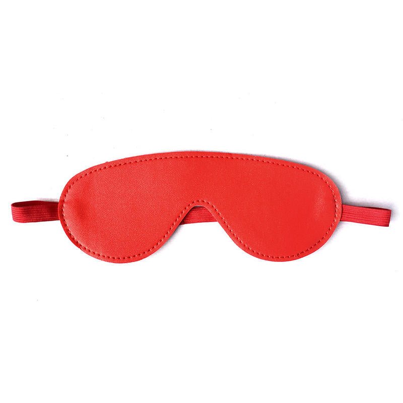 Leather Eye Mask Blindfold Sensory Play Soft Satin Black Red Pink Purple Fetish Eye Cover - Lovetoys wholesales shop