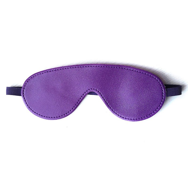 Leather Eye Mask Blindfold Sensory Play Soft Satin Black Red Pink Purple Fetish Eye Cover - Lovetoys wholesales shop