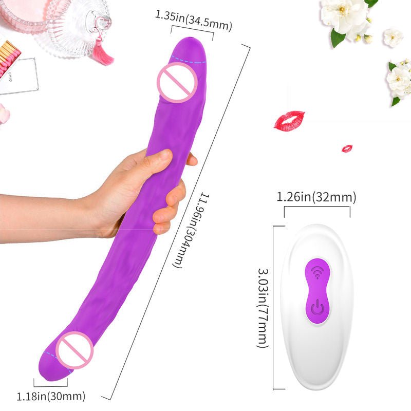 Lesbian Realistic Artificial Penis Vibrating Double Headed Dildo Vibrator Dildos - Lovetoys wholesales shop