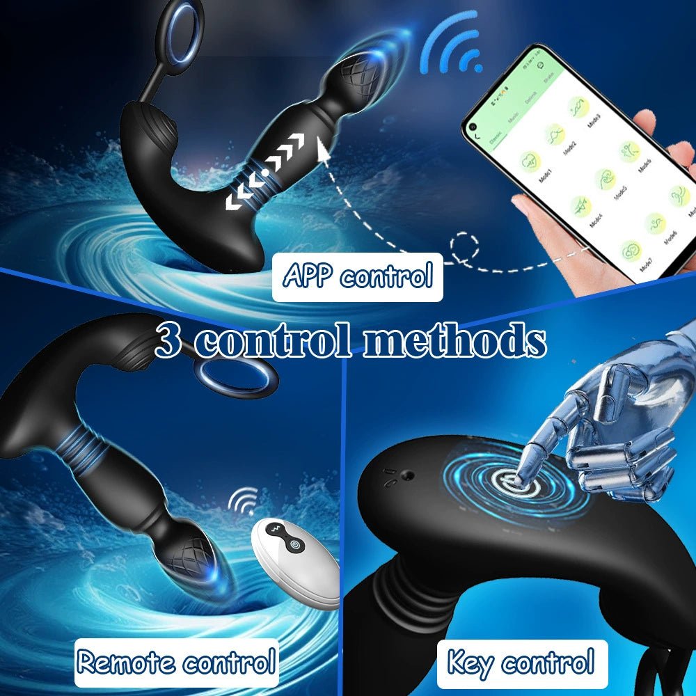 MV - X29027 Prostate Rotation Anal Plug with Cock Ring - Lovetoys wholesales shop