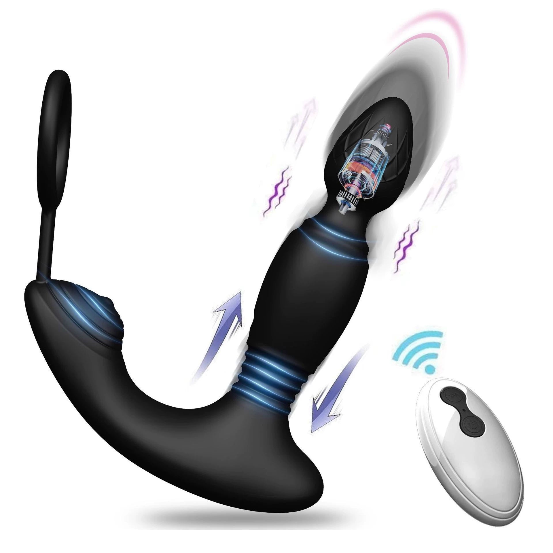 MV - X29027 Prostate Rotation Anal Plug with Cock Ring - Lovetoys wholesales shop