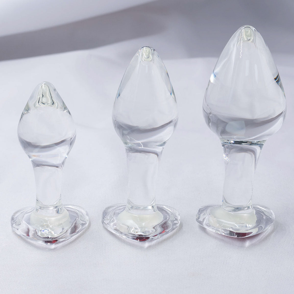 MV - X29063 Red Heart Gem Glass Anal Plug Set - Lovetoys wholesales shop