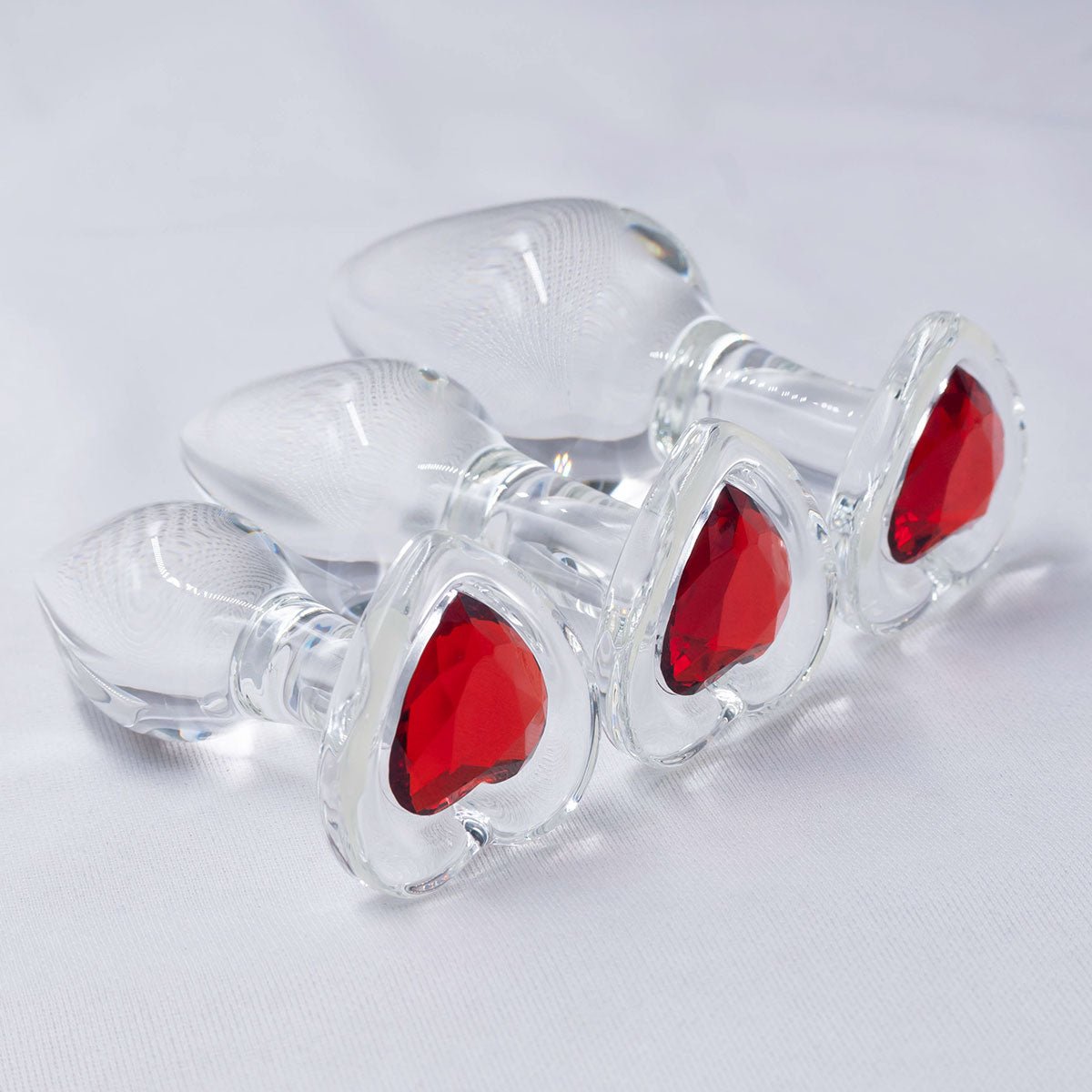 MV - X29063 Red Heart Gem Glass Anal Plug Set - Lovetoys wholesales shop