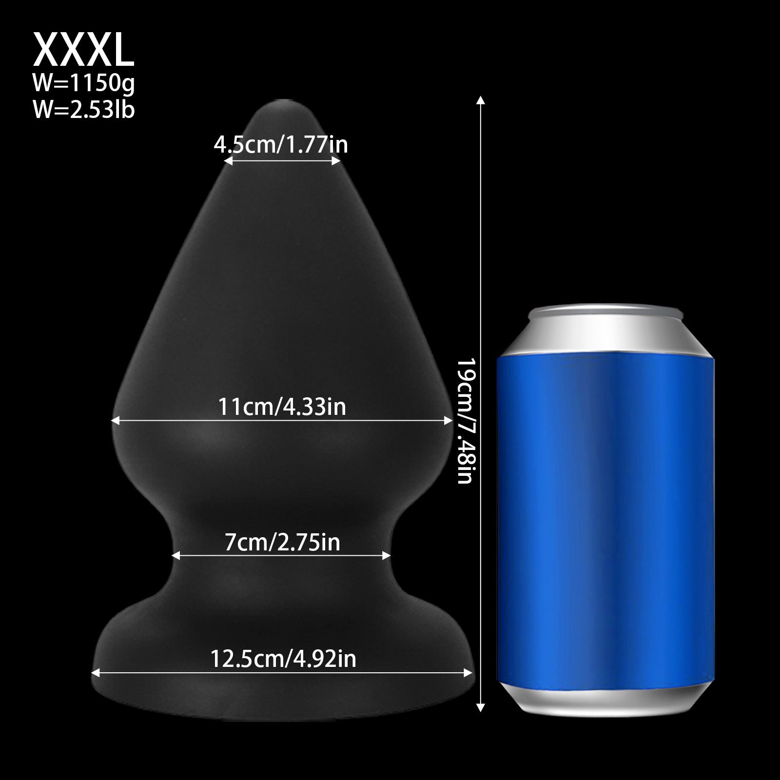 MV - X29068 Large Anal Sex Toy Anal Dilator With Sucker - Black 3XL - Lovetoys wholesales shop