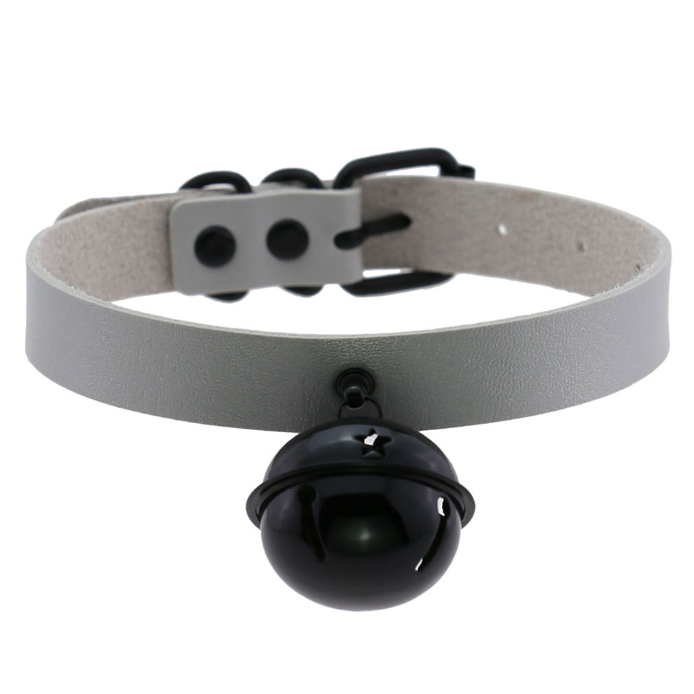 PK20024C Leather Black Bell Pendant Collar - Lovetoys wholesales shop
