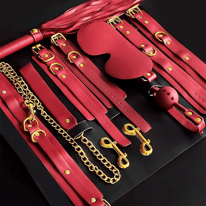 PU Leather Sex Bondage Adult Kits Adjustable Handcuffs Ankle Bracelets Bed Restraints BDSM Sex Bondage Set - Lovetoys wholesales shop