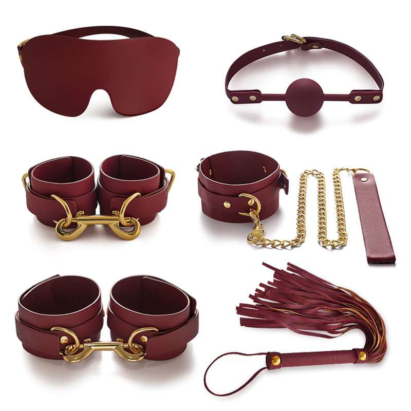 PU Leather Sex Bondage Adult Kits Adjustable Handcuffs Ankle Bracelets Bed Restraints BDSM Sex Bondage Set - Lovetoys wholesales shop