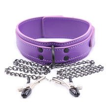 Purple Leather Collar With Nipple Clamps - Lovetoys wholesales shop