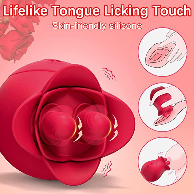 Rose Licking Adult Toys 2 Tongue Vibrators Female Sex Toy - Lovetoys wholesales shop