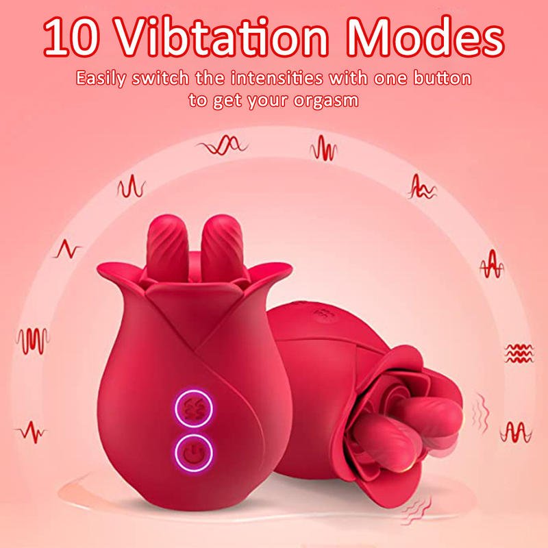 Rose Licking Adult Toys 2 Tongue Vibrators Female Sex Toy - Lovetoys wholesales shop