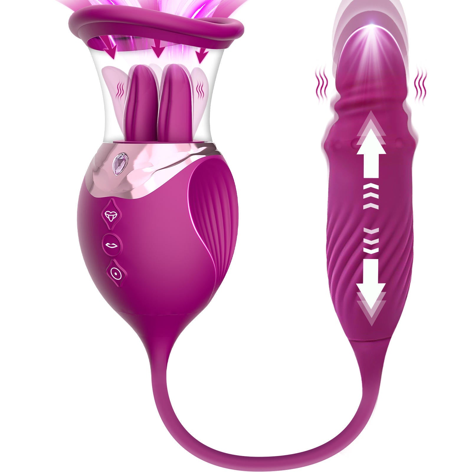 Rose Vibrator Female Adult Erotic Toys Masturbation Sucking Tongue Licking Vibrator - Lovetoys wholesales shop