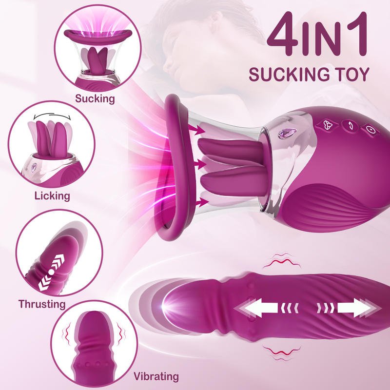 Rose Vibrator Female Adult Erotic Toys Masturbation Sucking Tongue Licking Vibrator - Lovetoys wholesales shop