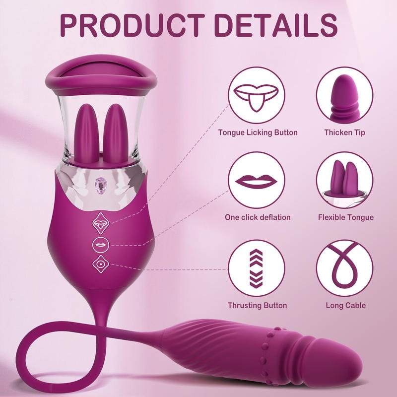 Rose Vibrator Female Adult Erotic Toys Masturbation Sucking Tongue Licking Vibrator - Lovetoys wholesales shop