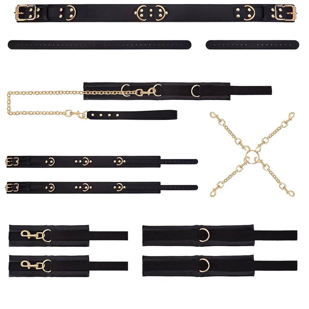 Sex Gear Bondage Adjustable Handcuffs Ankle Thigh Cuff Cross Waist Strap Collar BDSM Kit - Lovetoys wholesales shop